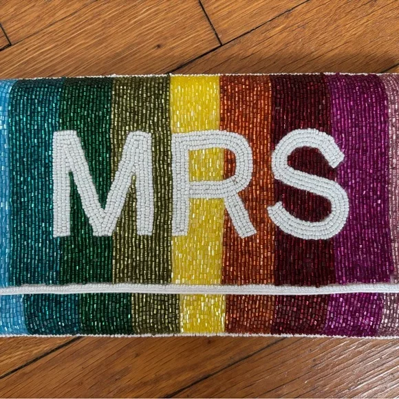 “MRS” Rainbow Beaded Clutch Purse NWT - Picture 3 of 9